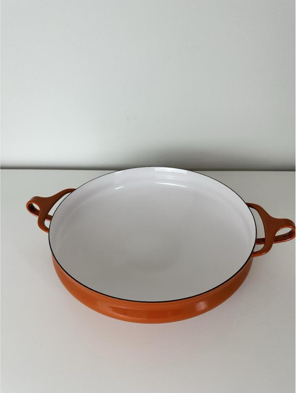 Vintage MCM DANSK Kobenstyle Large Enamel Orange 13 1/2" Paella Pan FRANCE